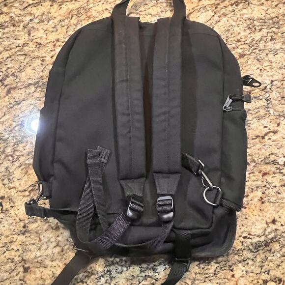 L.L. Bean Black Messenger Backpack Computer Multi use Utility Traveler Crossbody - Picture 4 of 10